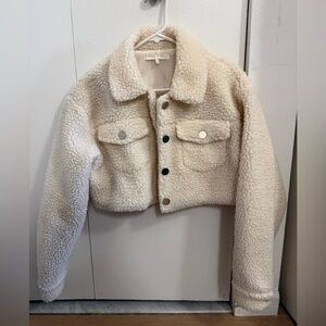 Cream Sherpa Cropped Jacket